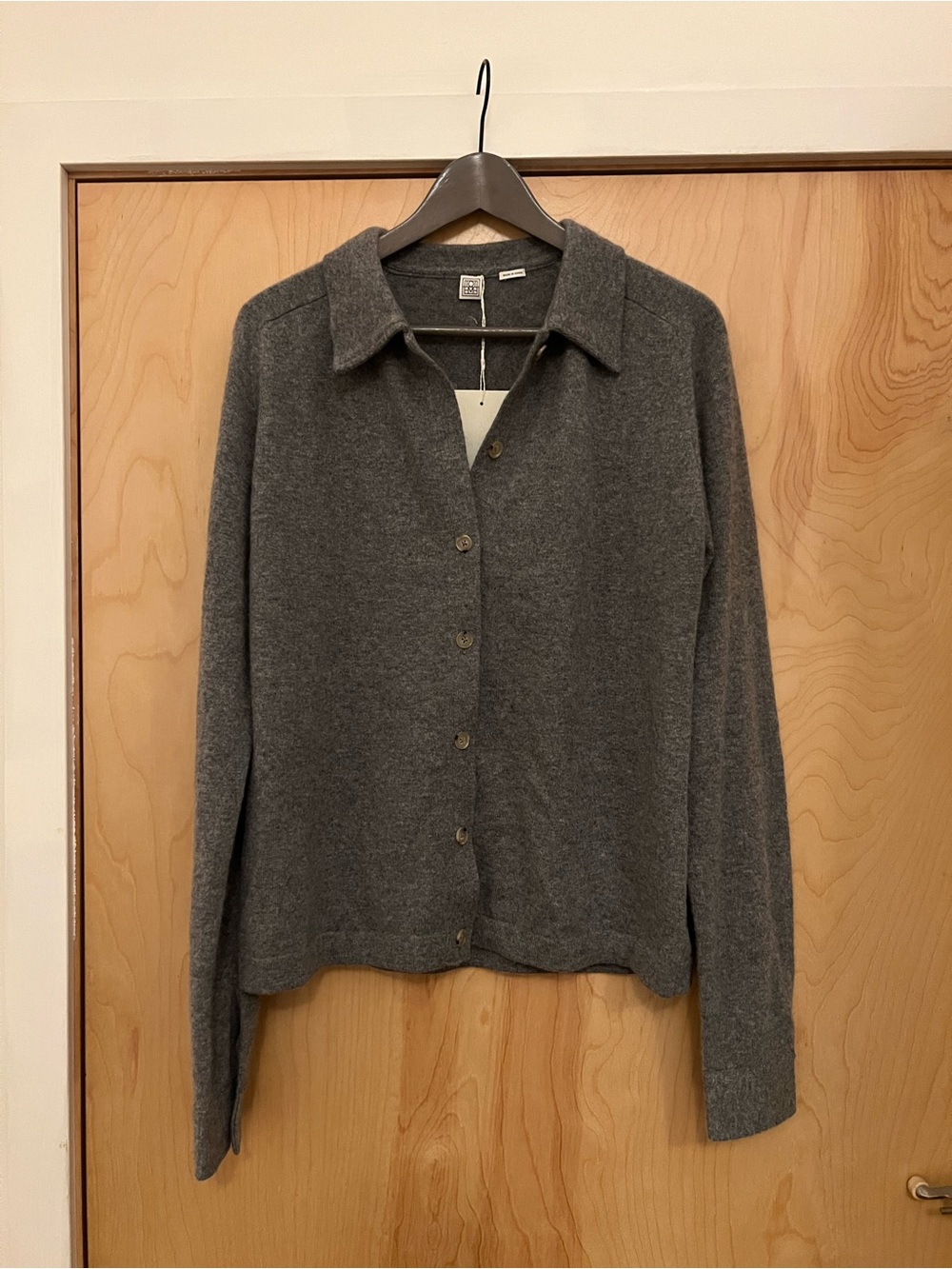 Toteme Raglan-sleeve cashmere cardigan dark grey